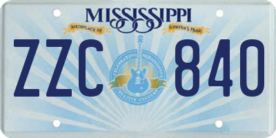 MS license plate ZZC840