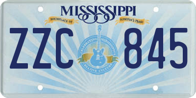 MS license plate ZZC845