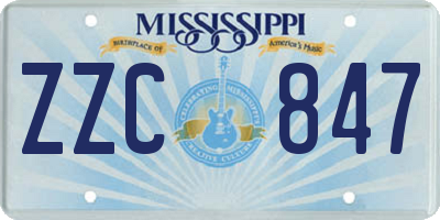 MS license plate ZZC847
