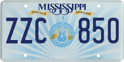 MS license plate ZZC850