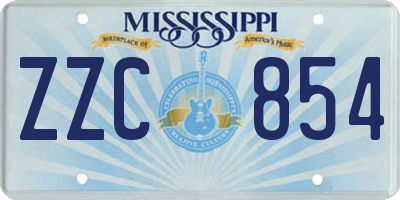 MS license plate ZZC854