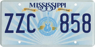 MS license plate ZZC858