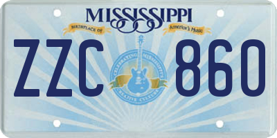 MS license plate ZZC860