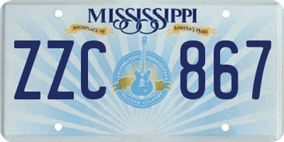 MS license plate ZZC867
