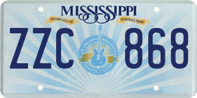 MS license plate ZZC868