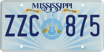 MS license plate ZZC875