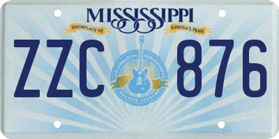 MS license plate ZZC876