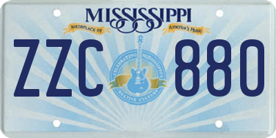 MS license plate ZZC880
