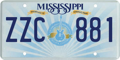 MS license plate ZZC881