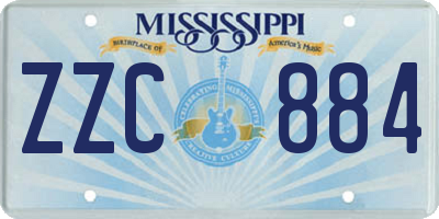 MS license plate ZZC884