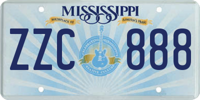 MS license plate ZZC888