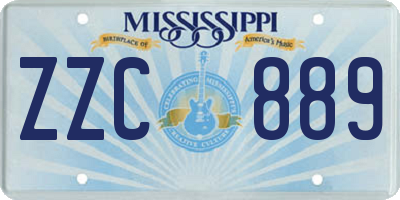 MS license plate ZZC889