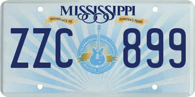 MS license plate ZZC899