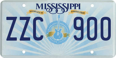 MS license plate ZZC900