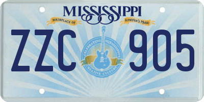 MS license plate ZZC905