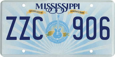 MS license plate ZZC906