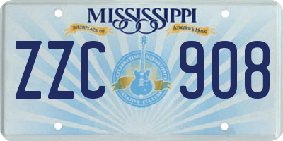 MS license plate ZZC908