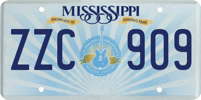MS license plate ZZC909