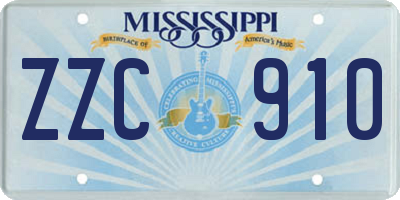 MS license plate ZZC910