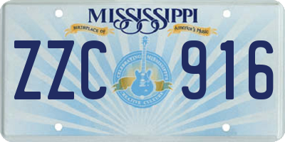 MS license plate ZZC916