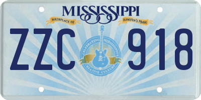 MS license plate ZZC918