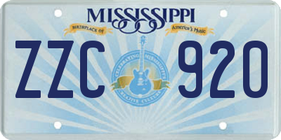 MS license plate ZZC920