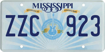 MS license plate ZZC923