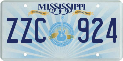 MS license plate ZZC924