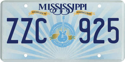 MS license plate ZZC925