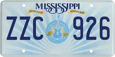 MS license plate ZZC926