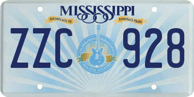 MS license plate ZZC928