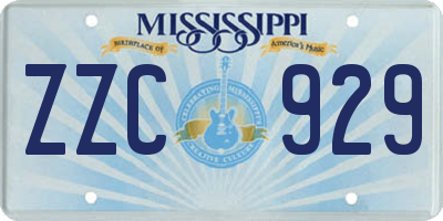 MS license plate ZZC929