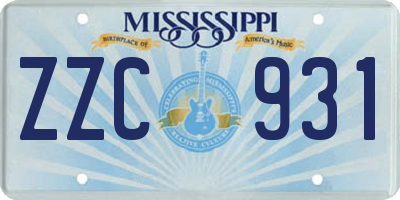 MS license plate ZZC931