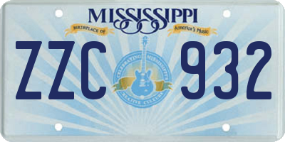 MS license plate ZZC932