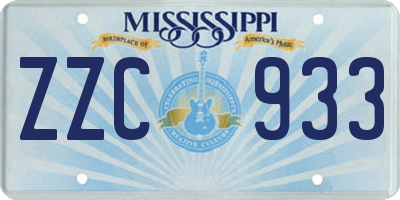 MS license plate ZZC933