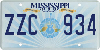 MS license plate ZZC934