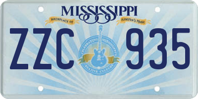 MS license plate ZZC935