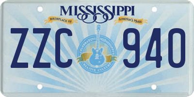 MS license plate ZZC940