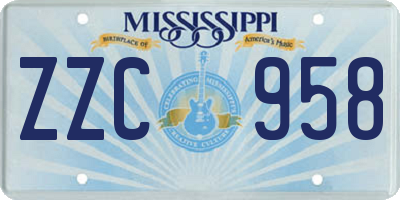 MS license plate ZZC958