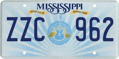 MS license plate ZZC962