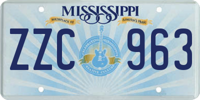 MS license plate ZZC963