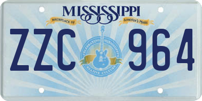 MS license plate ZZC964