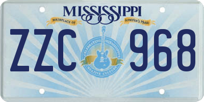 MS license plate ZZC968