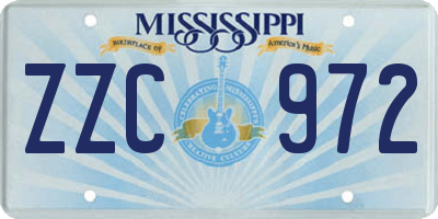 MS license plate ZZC972