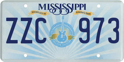 MS license plate ZZC973