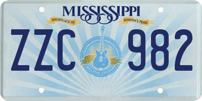 MS license plate ZZC982