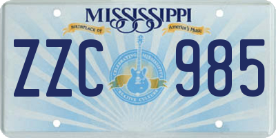 MS license plate ZZC985