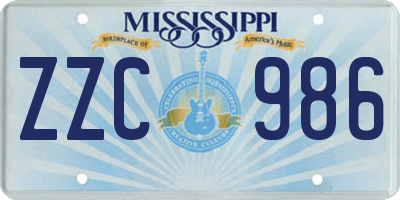 MS license plate ZZC986