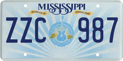 MS license plate ZZC987