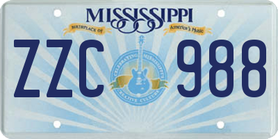 MS license plate ZZC988